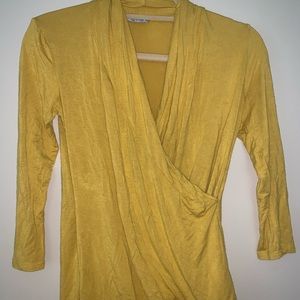 Mustard yellow wrap top small worn once